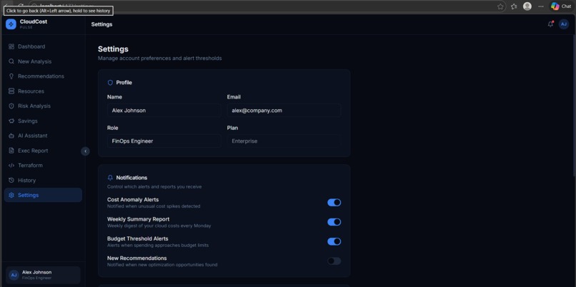 cloud-cost-pulse – screenshot 2