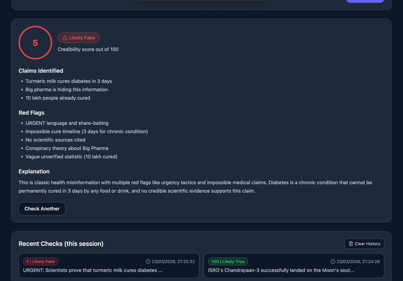 Sathyacheck: AI-powered truth verification for Bharat | Devpost