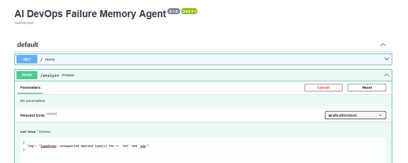 AI_DevOps_Failure_MemoryAgent – screenshot 1