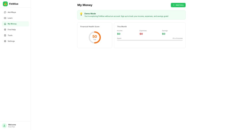 FinWise — AI Financial Coach for Emerging Markets – screenshot 1