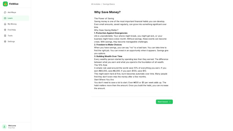 FinWise — AI Financial Coach for Emerging Markets – screenshot 7