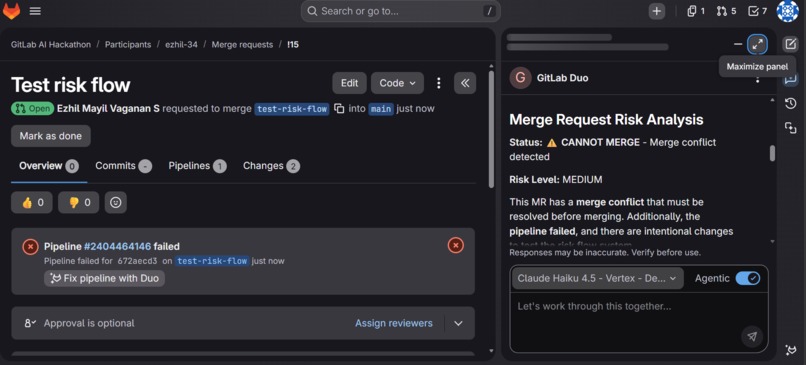 AI Merge Risk Guardian – screenshot 1