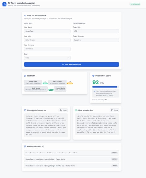 AI Warm Introduction Agent – screenshot 1