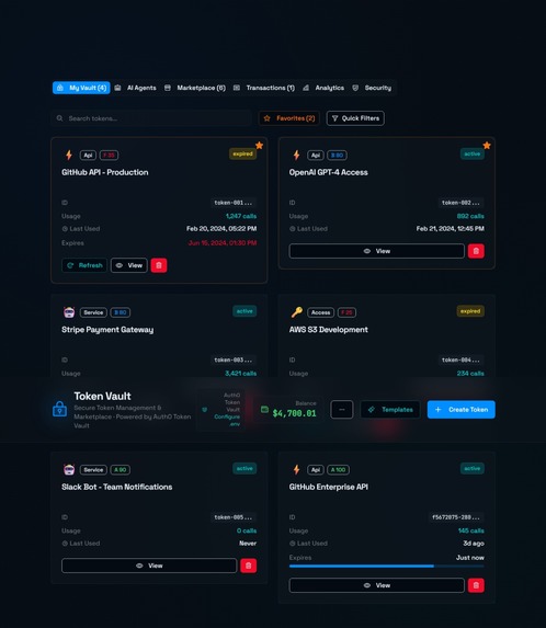 Enterprise-Grade API Token Vault Marketplace  – screenshot 1
