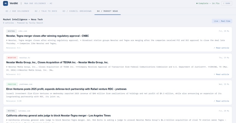 Verdikt | AI-Powered M&A Due Diligence – screenshot 4