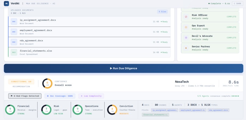 Verdikt | AI-Powered M&A Due Diligence – screenshot 1