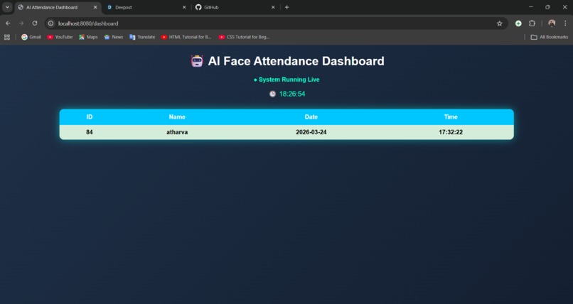 AI-Powered Face Attendance & Monitoring System – screenshot 2