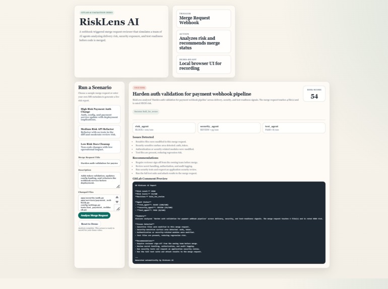 RiskLens AI: Merge Request Risk Analyzer – screenshot 2