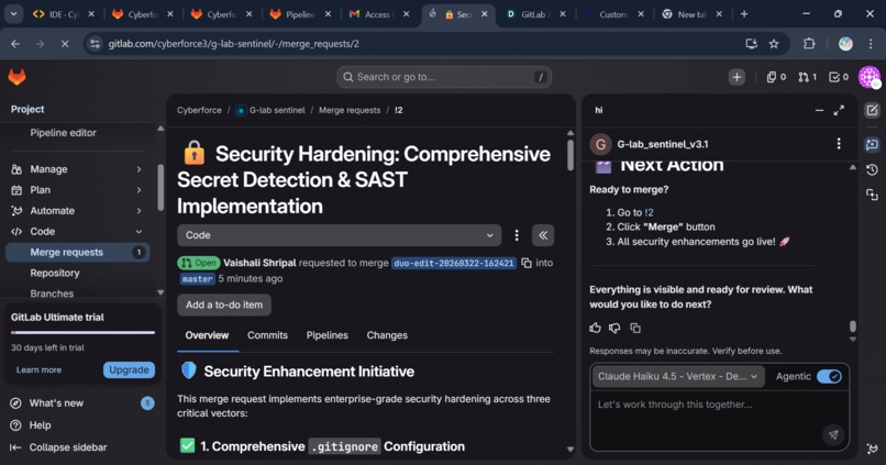 G-Lab Sentinel v3.1: Autonomous DevSecOps AI Agent – screenshot 2