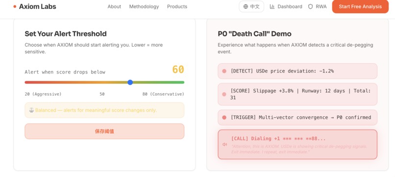 AXIOM Labs -stablecoin risk intelligence for free – screenshot 3
