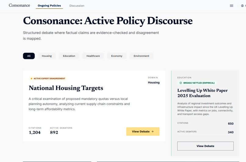 Consonance: ​ AI-powered ​ clarity for complex debates. – screenshot 1