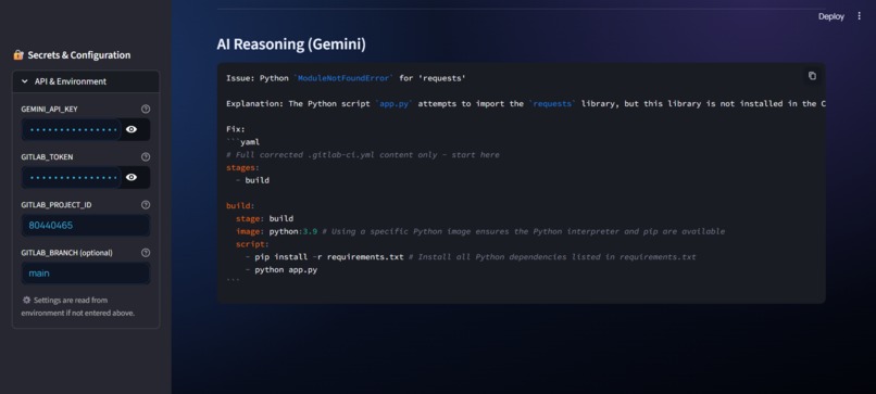 AutoHeal CI – screenshot 2