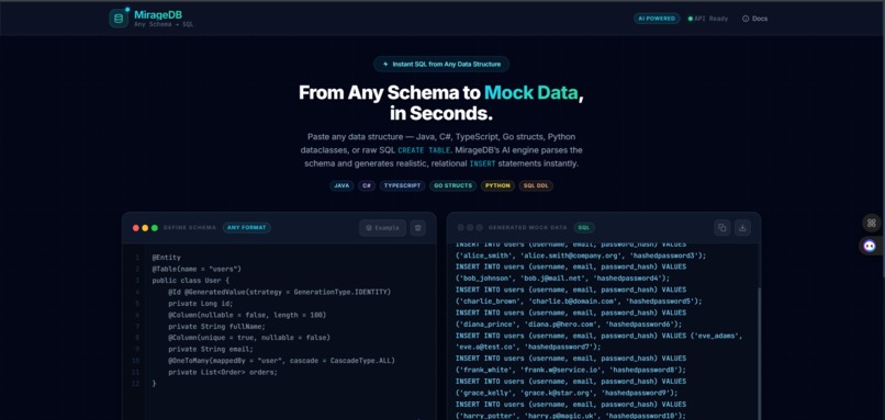 MirageDB – screenshot 1