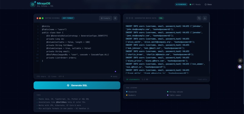 MirageDB – screenshot 2