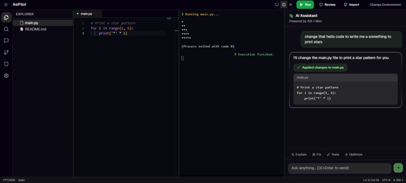 AsiPilot : A WebIDE powered by asi-1 – screenshot 5