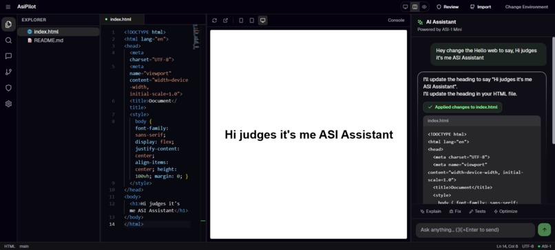 AsiPilot : A WebIDE powered by asi-1 – screenshot 6