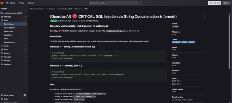 GuardianAI DevSecOps – screenshot 2