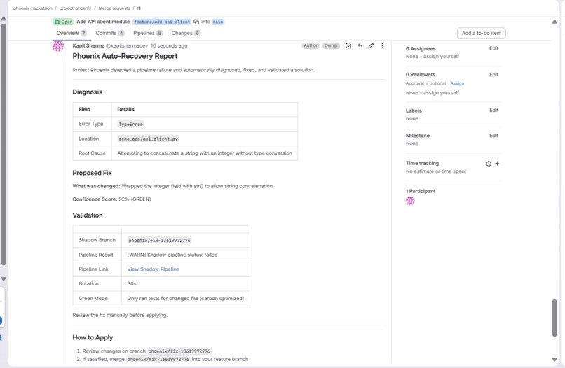 Project Phoenix — Autonomous CI/CD Self-Healing – screenshot 2