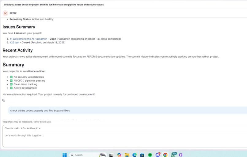 REFIX -Autonomous DevSecOps Agent – screenshot 2