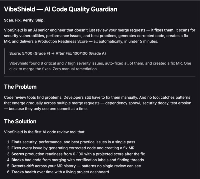 VibeShield — AI Senior Engineer for Vibe-Coded Projects – screenshot 1