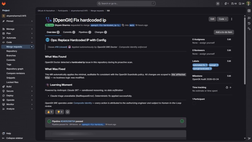 OpenGit SRE — Autonomous Namespace Guardian – screenshot 4