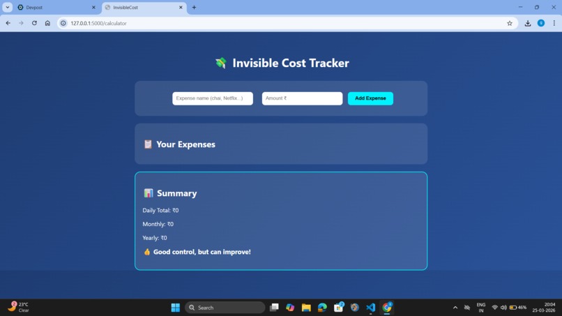 Invisible cost tracker – screenshot 3