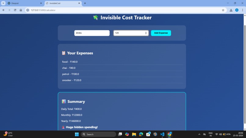 Invisible cost tracker – screenshot 4