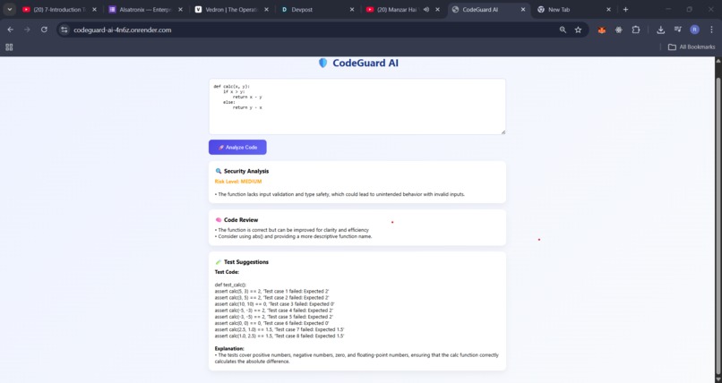 CodeGuard AI – Automated Code Review & Security Analyzer – screenshot 1