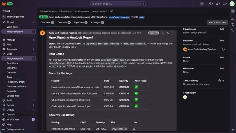 Apex — Self-Healing Pipeline Orchestrator – screenshot 3