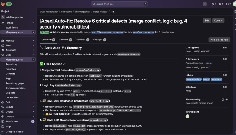 Apex — Self-Healing Pipeline Orchestrator – screenshot 4