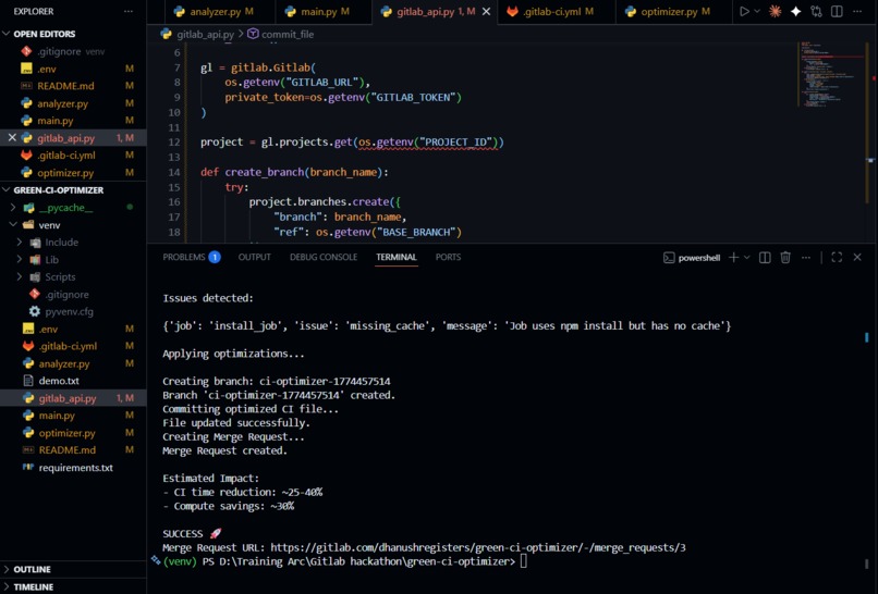 Green CI Optimizer – screenshot 1