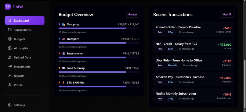 FinPal — AI UPI Expense Analyzer for Financial Literacy – screenshot 1