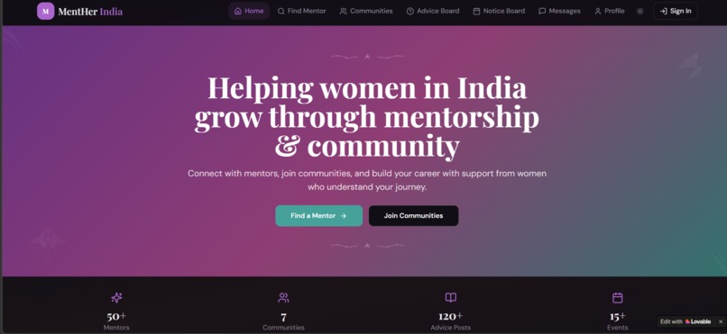 MentHer - Mentorship & Community Platform for Women in Tech – screenshot 1