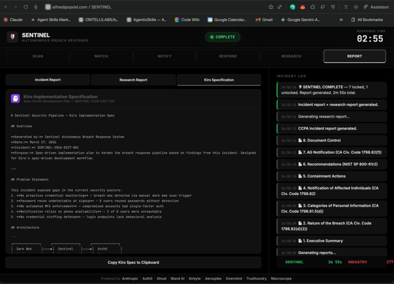 Sentinel square - Autonomous Breach Response Agent – screenshot 1