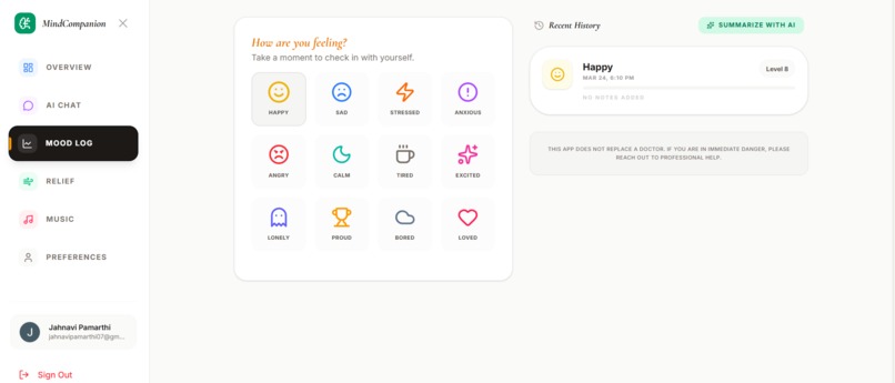 MindCompanion  – screenshot 2