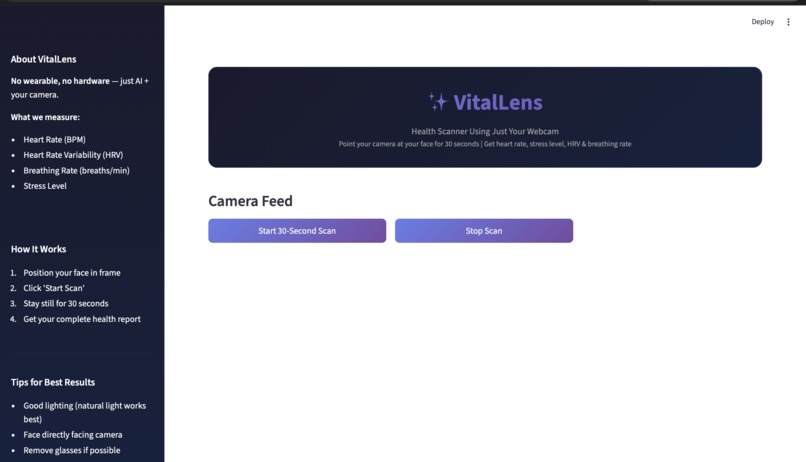 VitalLens AI: Zero-Hardware Biometric Intelligence – screenshot 1