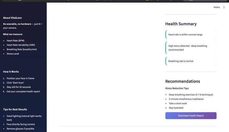 VitalLens AI: Zero-Hardware Biometric Intelligence – screenshot 4