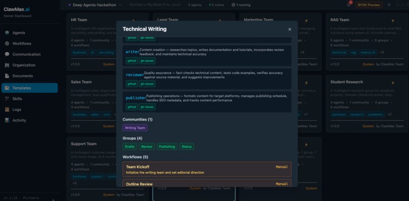 ClawMax - Multimodal workflow with senso context – screenshot 3