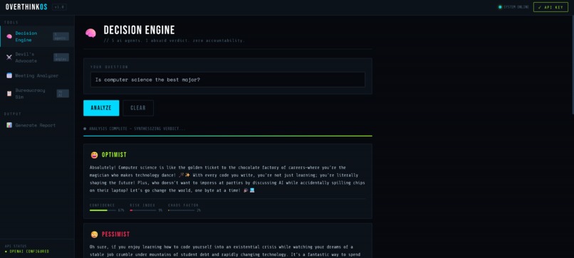 OverThinkOS – screenshot 1