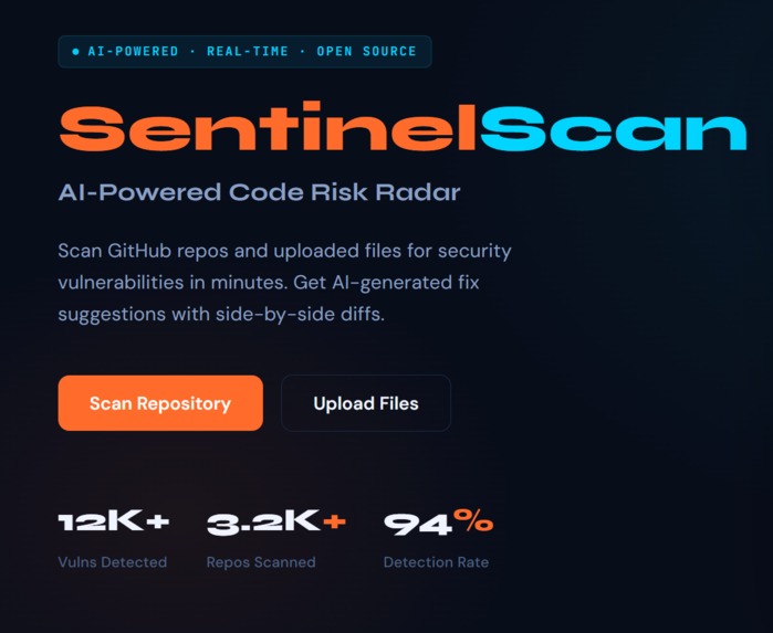 SentinelScan: AI-Powered Code Risk Radar – screenshot 1