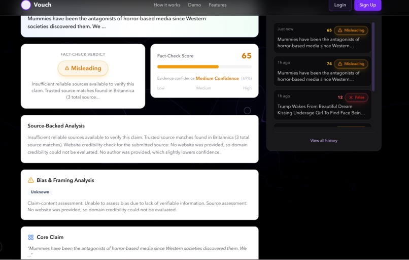 Vouch - Live Credibility Verifier – screenshot 1