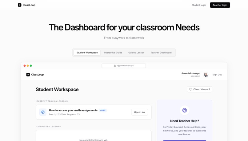 ClassLoop | Table 1 – screenshot 1