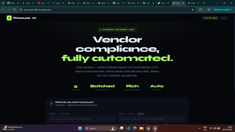 ProcureAI: Autonomous Vendor Compliance Agent – screenshot 1