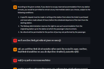 Chatbot for railway passengers