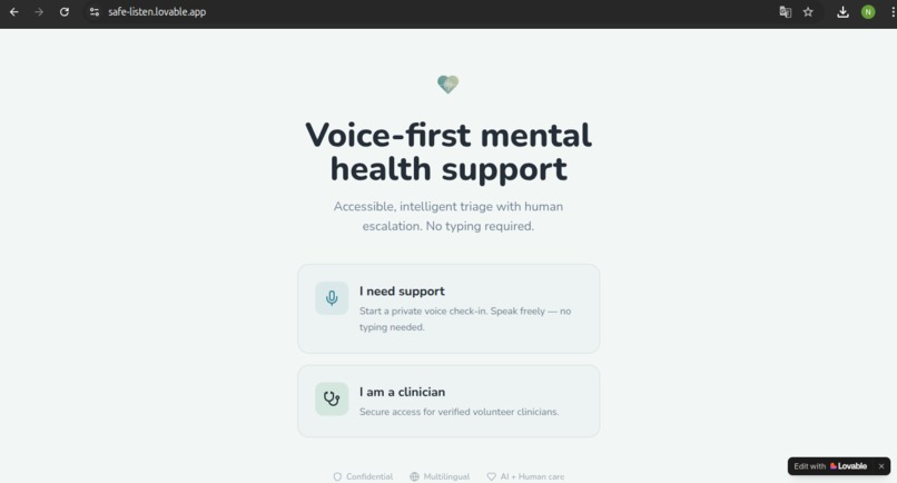 Voice-first mental health support – screenshot 1