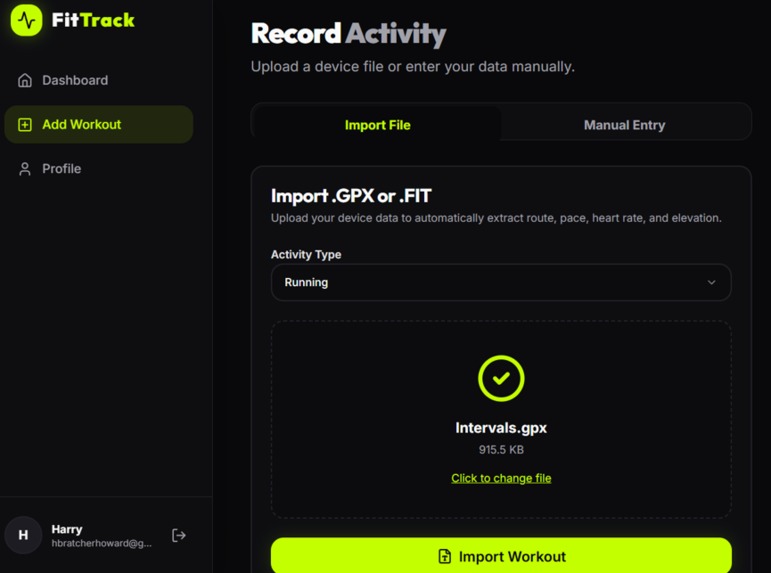 FitTrack – screenshot 2