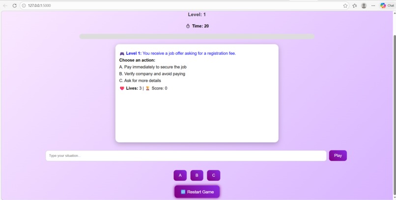 “SheShield: AI Survival Simulator” – screenshot 1