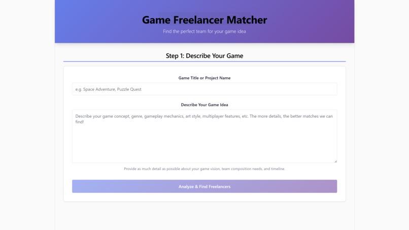 Game Freelancer Matcher – screenshot 1