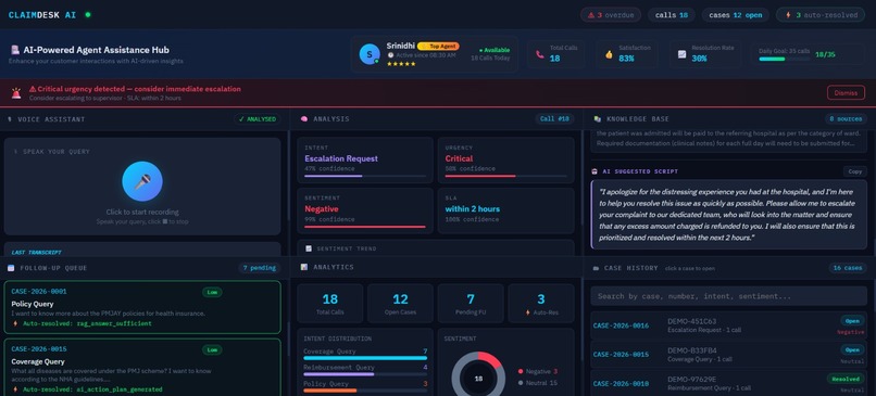 ClaimDesk AI - Automating Claim Insights for Agents – screenshot 1