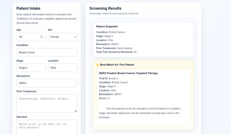 TrialMatch AI – screenshot 1